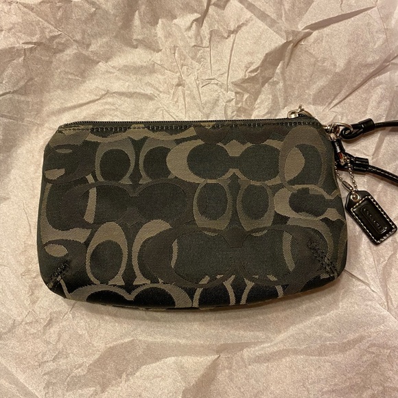 Coach Signature Black Nylon/Leather Wristlet - Picture 2 of 7